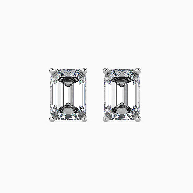 Emerald Cut Lab-Grown Diamond Gold Stud Earrings