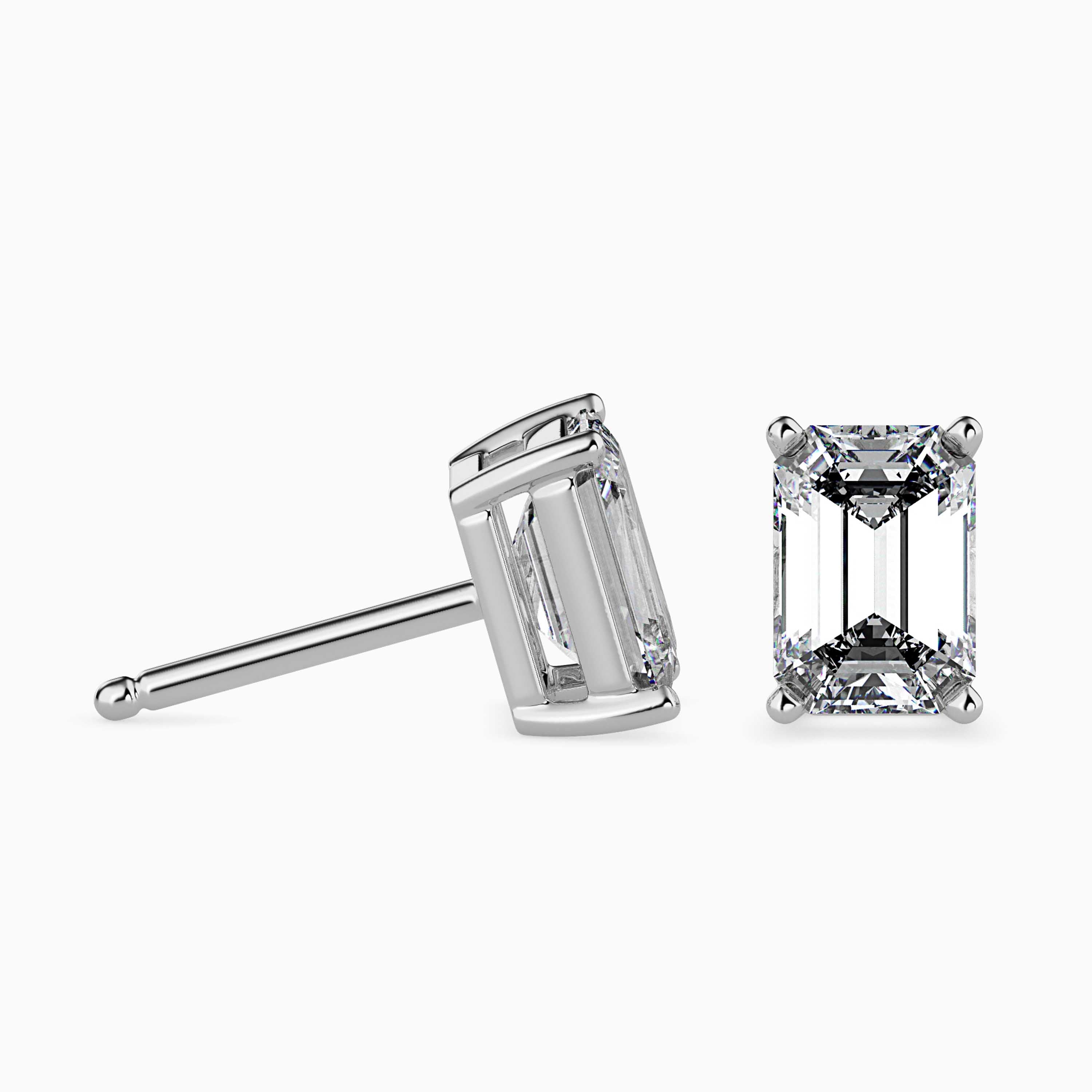 Emerald Cut Lab-Grown Diamond Gold Stud Earrings