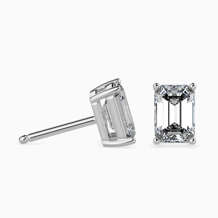Emerald Cut Lab-Grown Diamond Gold Stud Earrings