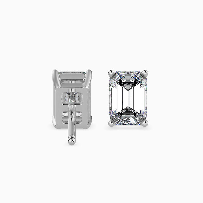 Emerald Cut Lab-Grown Diamond Gold Stud Earrings
