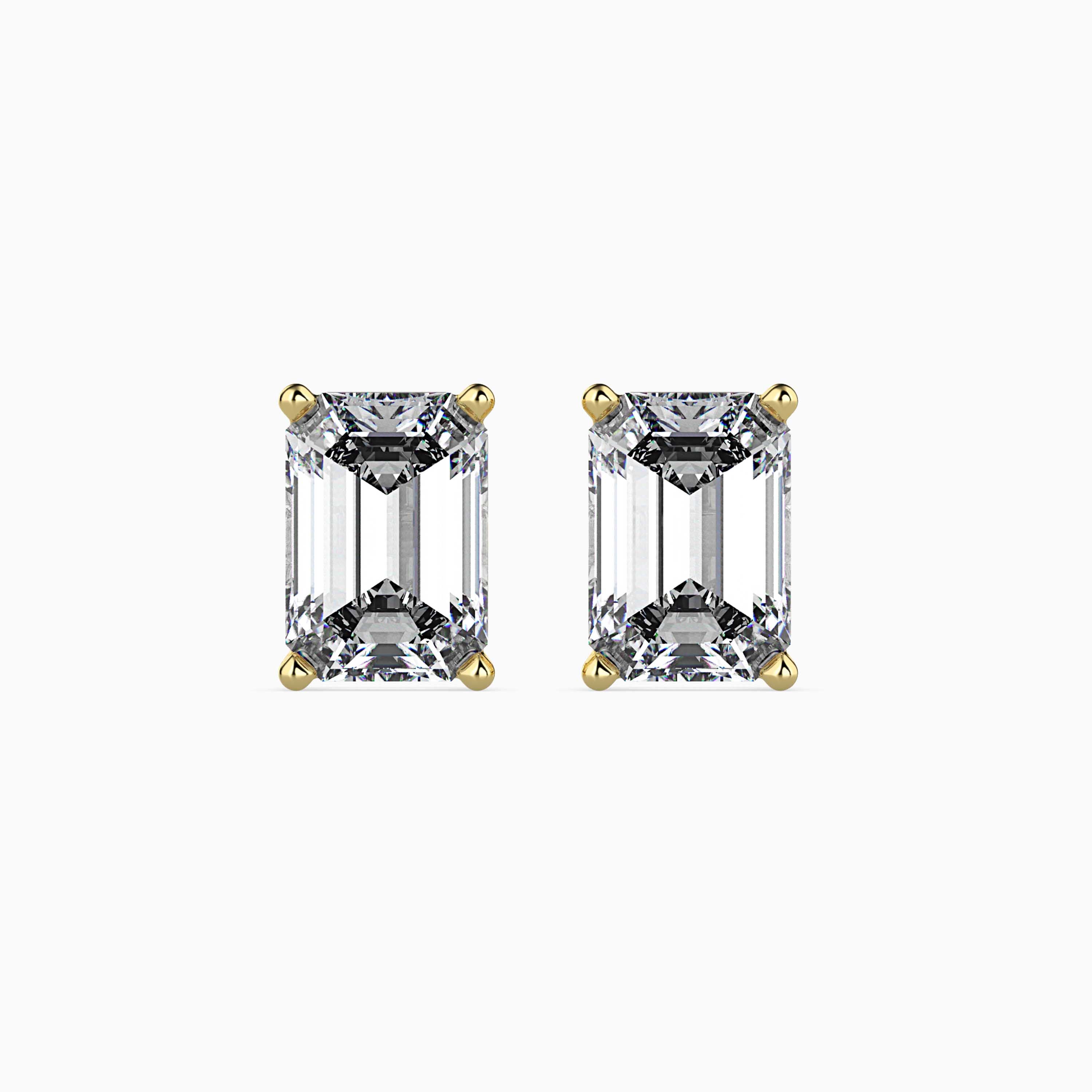 Emerald Cut Lab-Grown Diamond Gold Stud Earrings