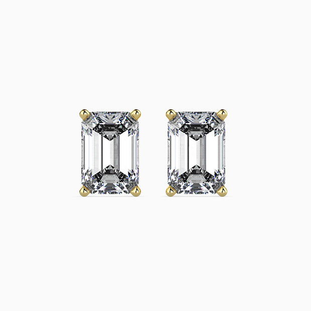 Emerald Cut Lab-Grown Diamond Gold Stud Earrings