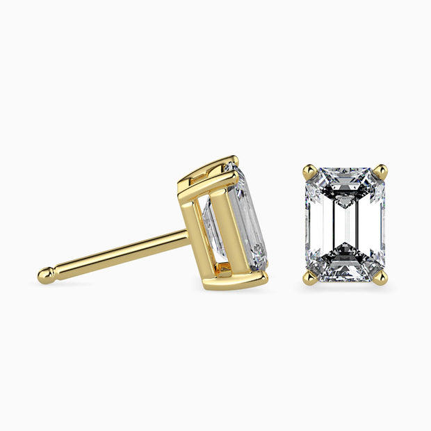 Emerald Cut Lab-Grown Diamond Gold Stud Earrings