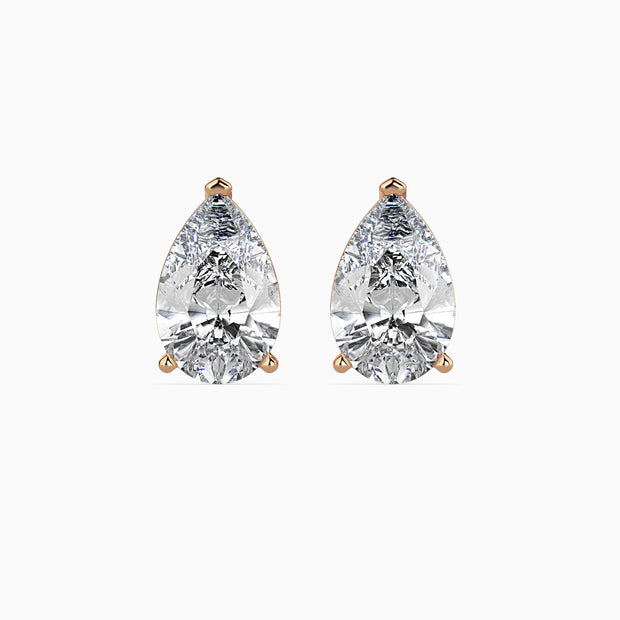 Pear Prong Set Lab-Grown Diamond Gold Stud Earrings