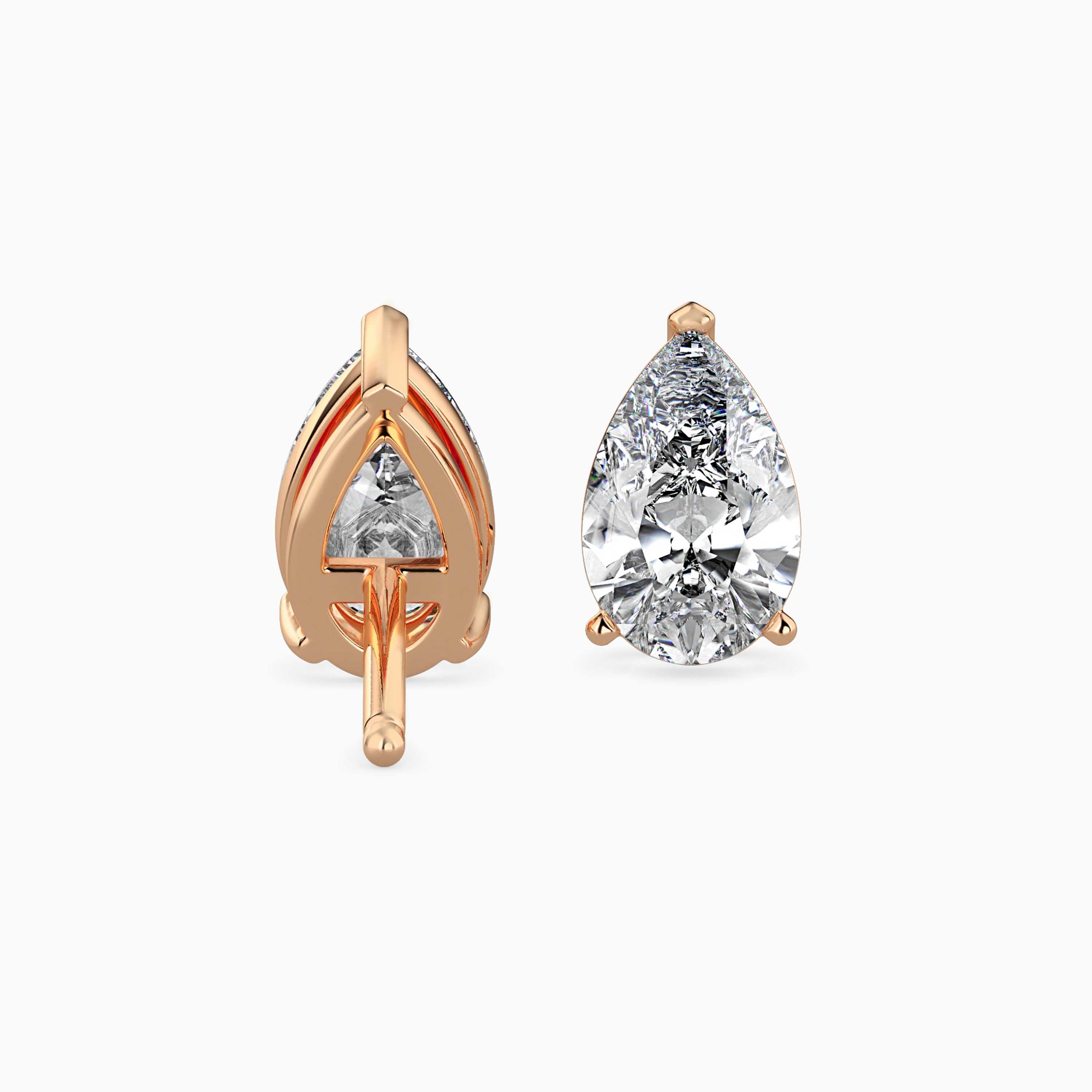 Pear Prong Set Lab-Grown Diamond Gold Stud Earrings