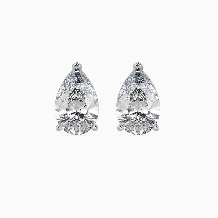 Pear Prong Set Lab-Grown Diamond Gold Stud Earrings