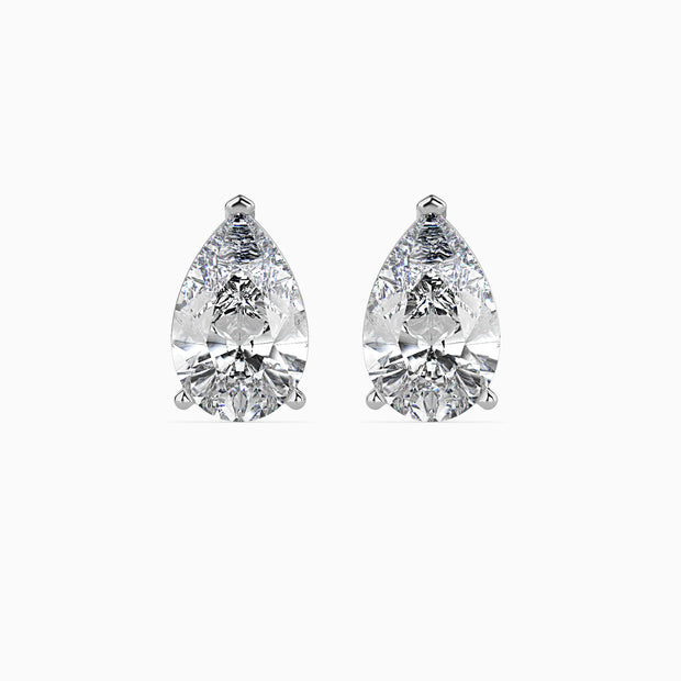 Pear Prong Set Lab-Grown Diamond Gold Stud Earrings