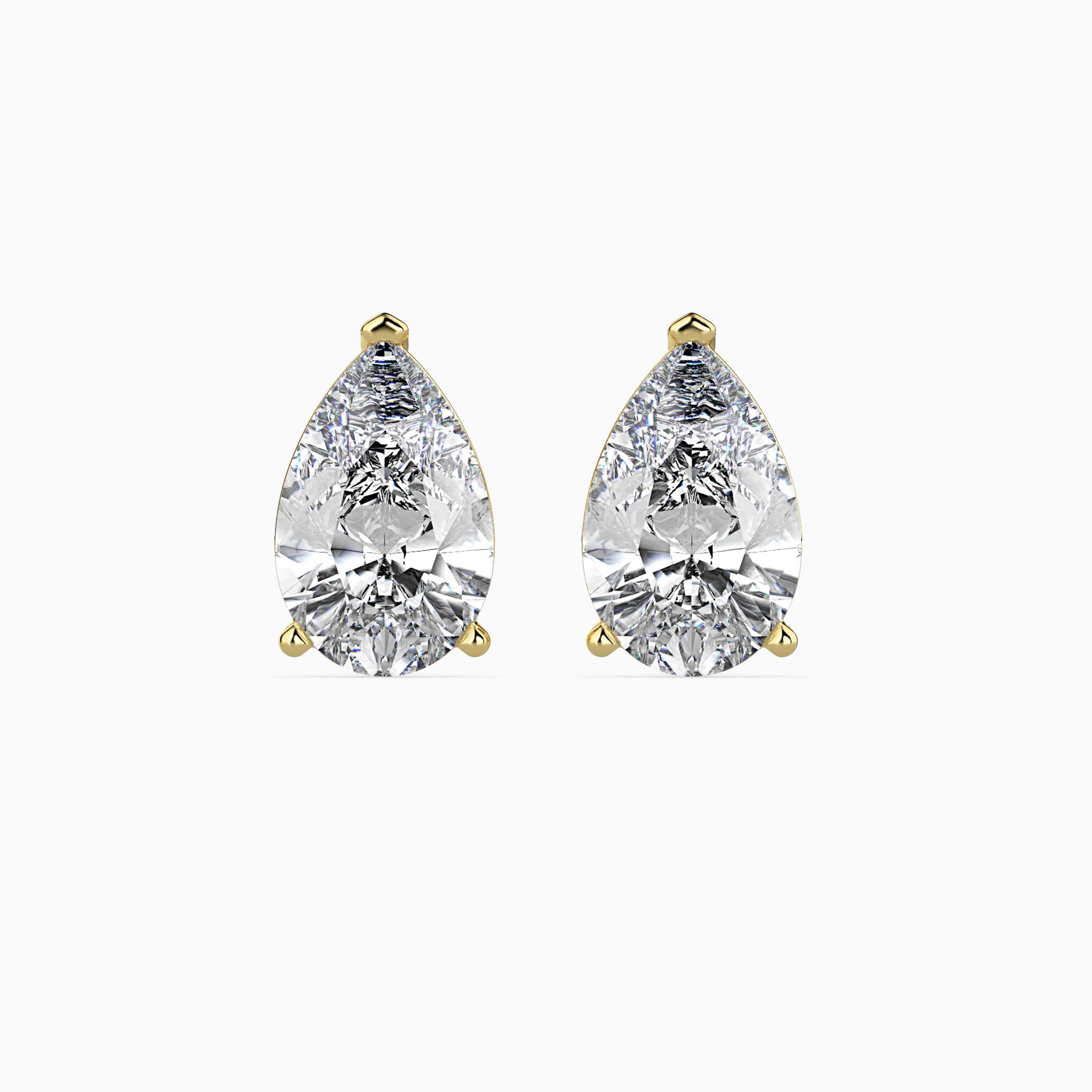 Pear Prong Set Lab-Grown Diamond Gold Stud Earrings