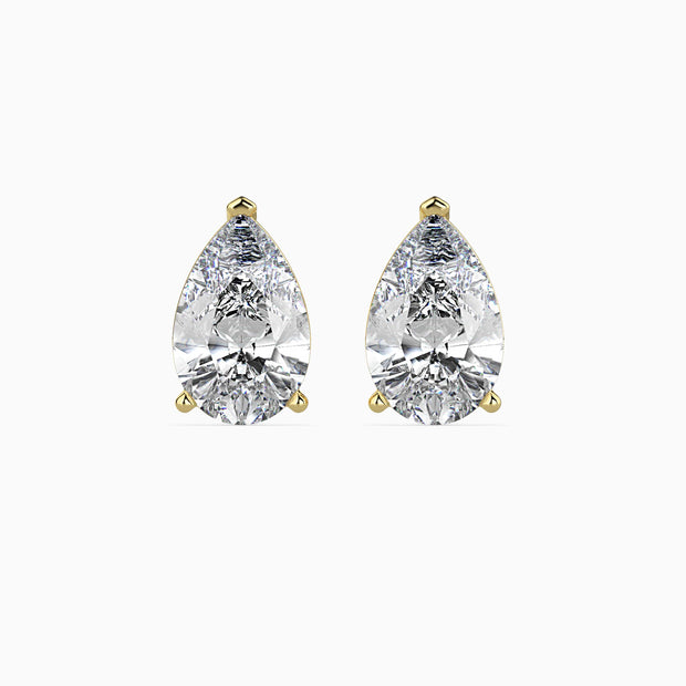 Pear Prong Set Lab-Grown Diamond Gold Stud Earrings
