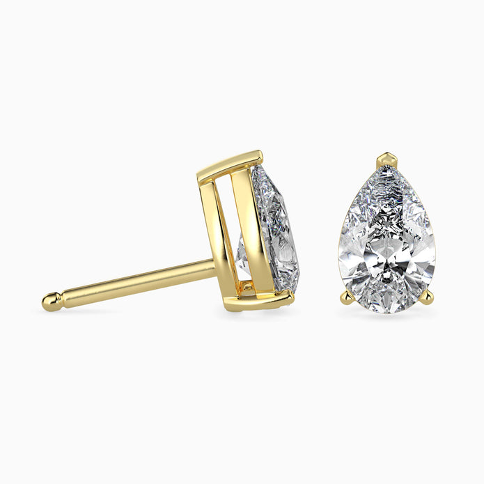 Pear Prong Set Lab-Grown Diamond Gold Stud Earrings