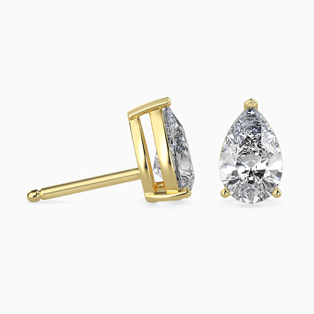 Pear Prong Set Lab-Grown Diamond Gold Stud Earrings