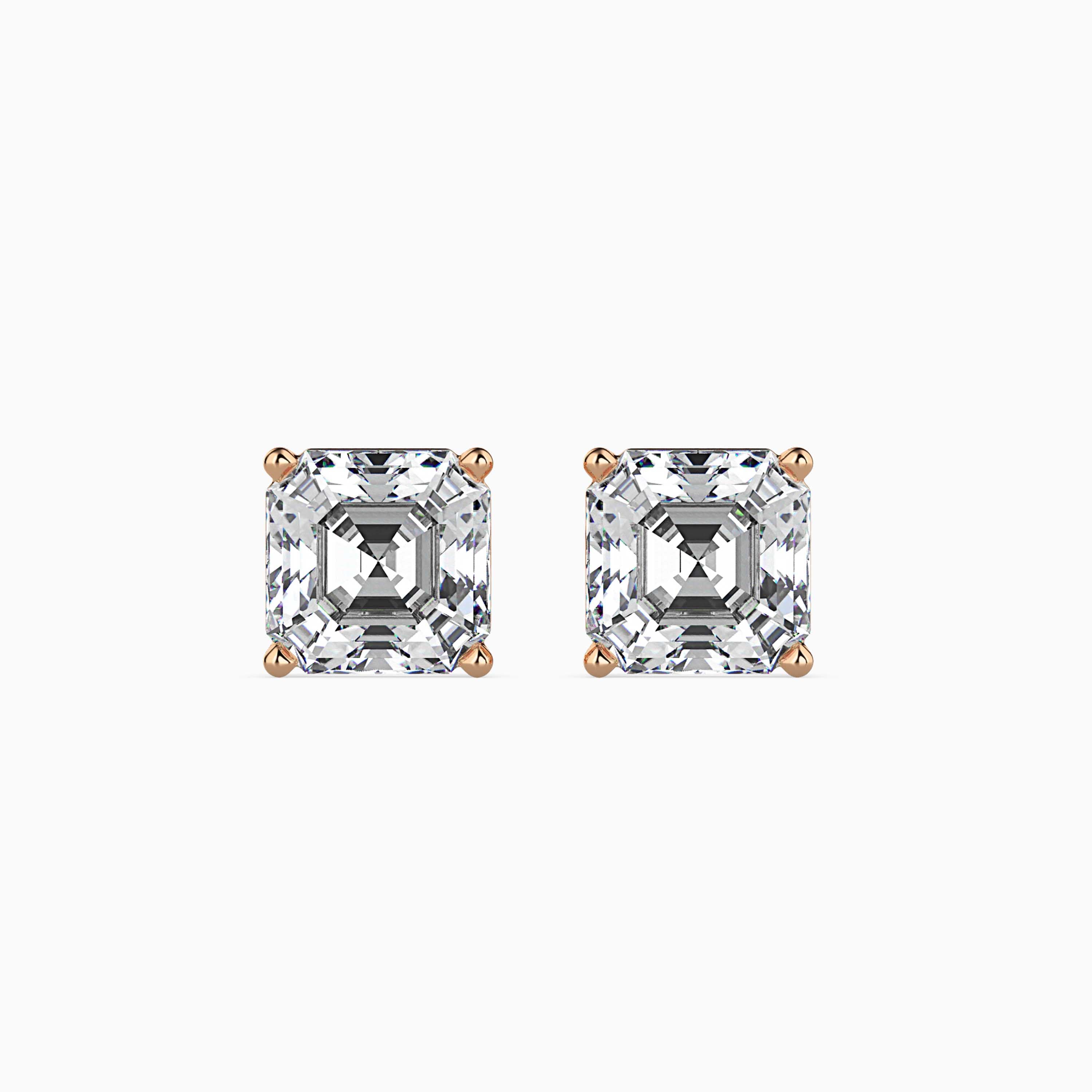 Asscher Prong Set Lab-Grown Diamond Gold Stud Earrings