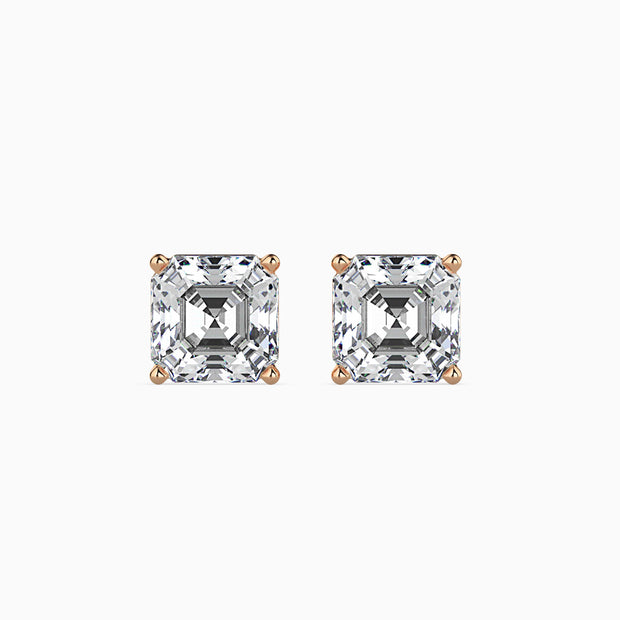 Asscher Prong Set Lab-Grown Diamond Gold Stud Earrings