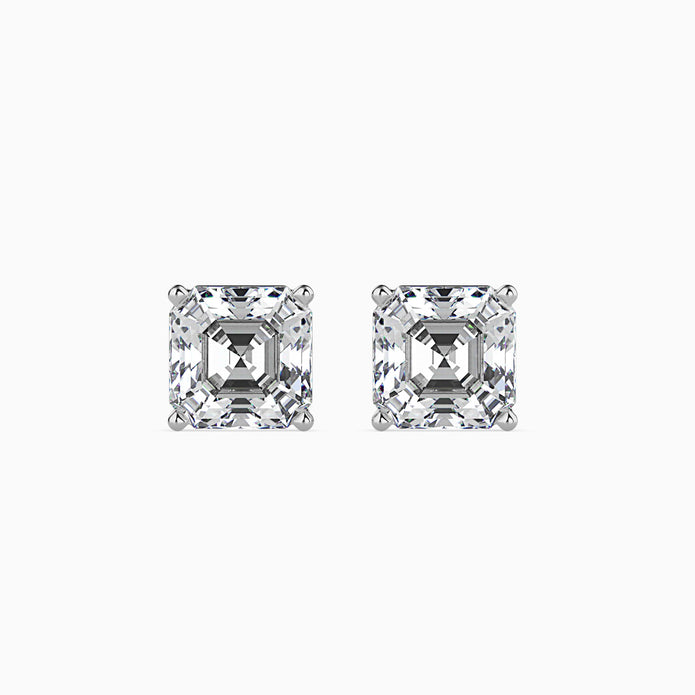 Asscher Prong Set Lab-Grown Diamond Gold Stud Earrings