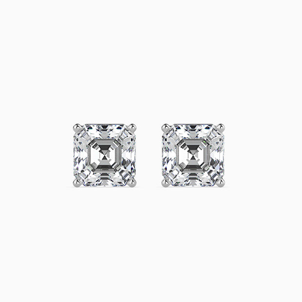 Asscher Prong Set Lab-Grown Diamond Gold Stud Earrings