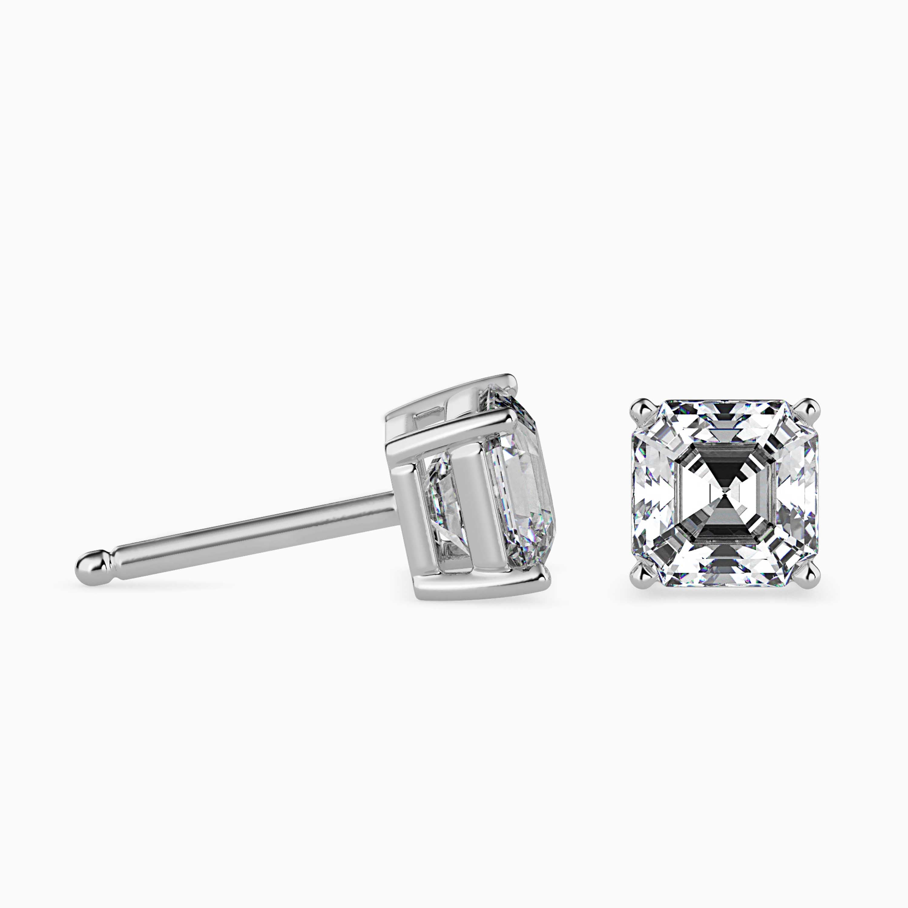 Asscher Prong Set Lab-Grown Diamond Gold Stud Earrings