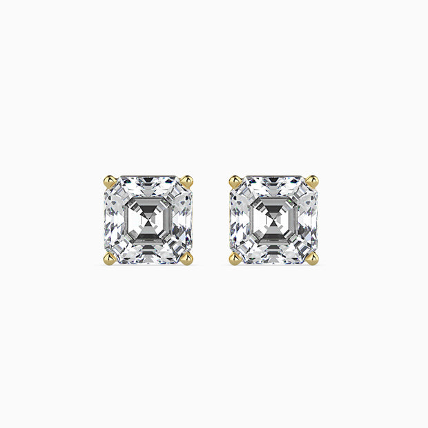 Asscher Prong Set Lab-Grown Diamond Gold Stud Earrings