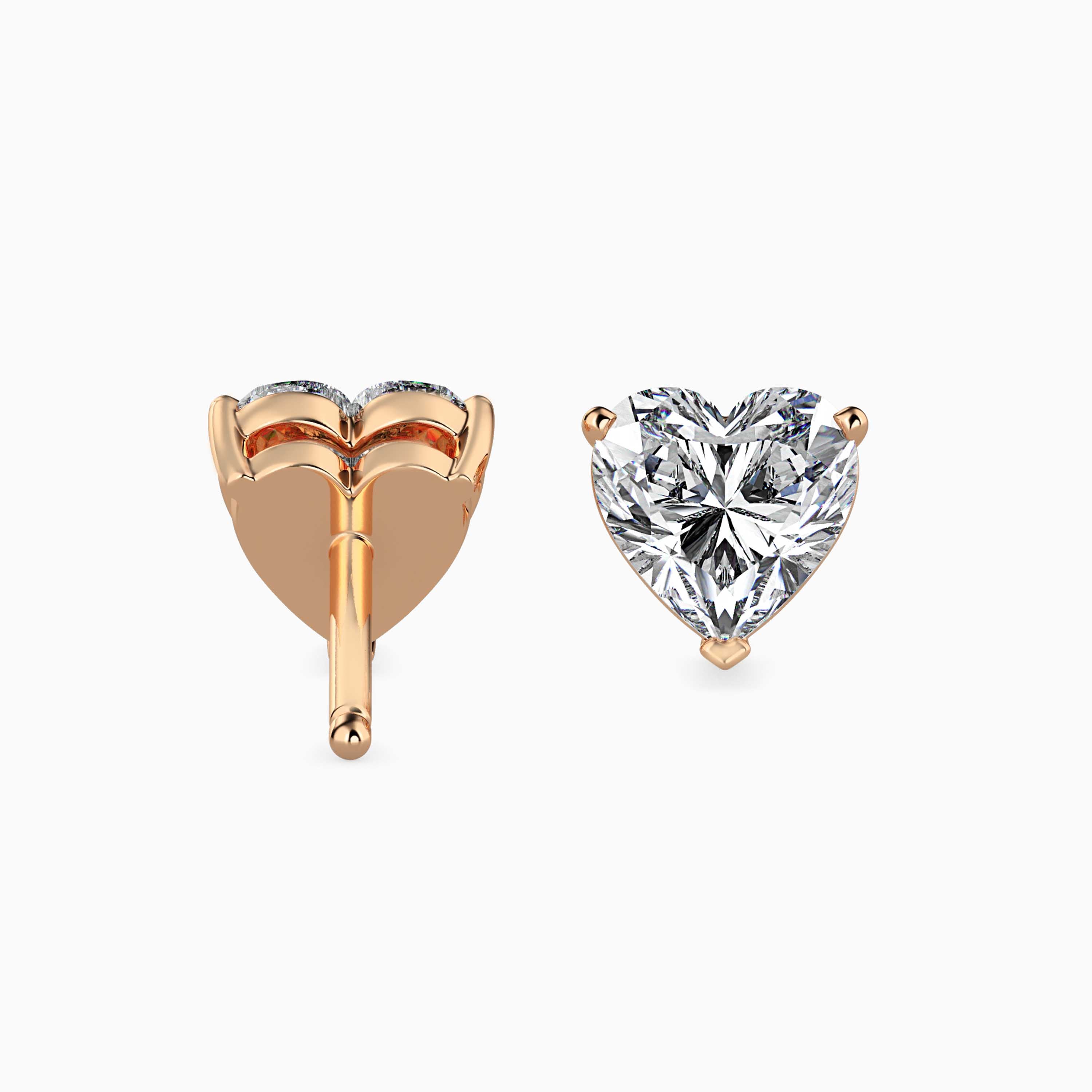 Heart Prong Set Lab-Grown Diamond Gold Stud Earrings