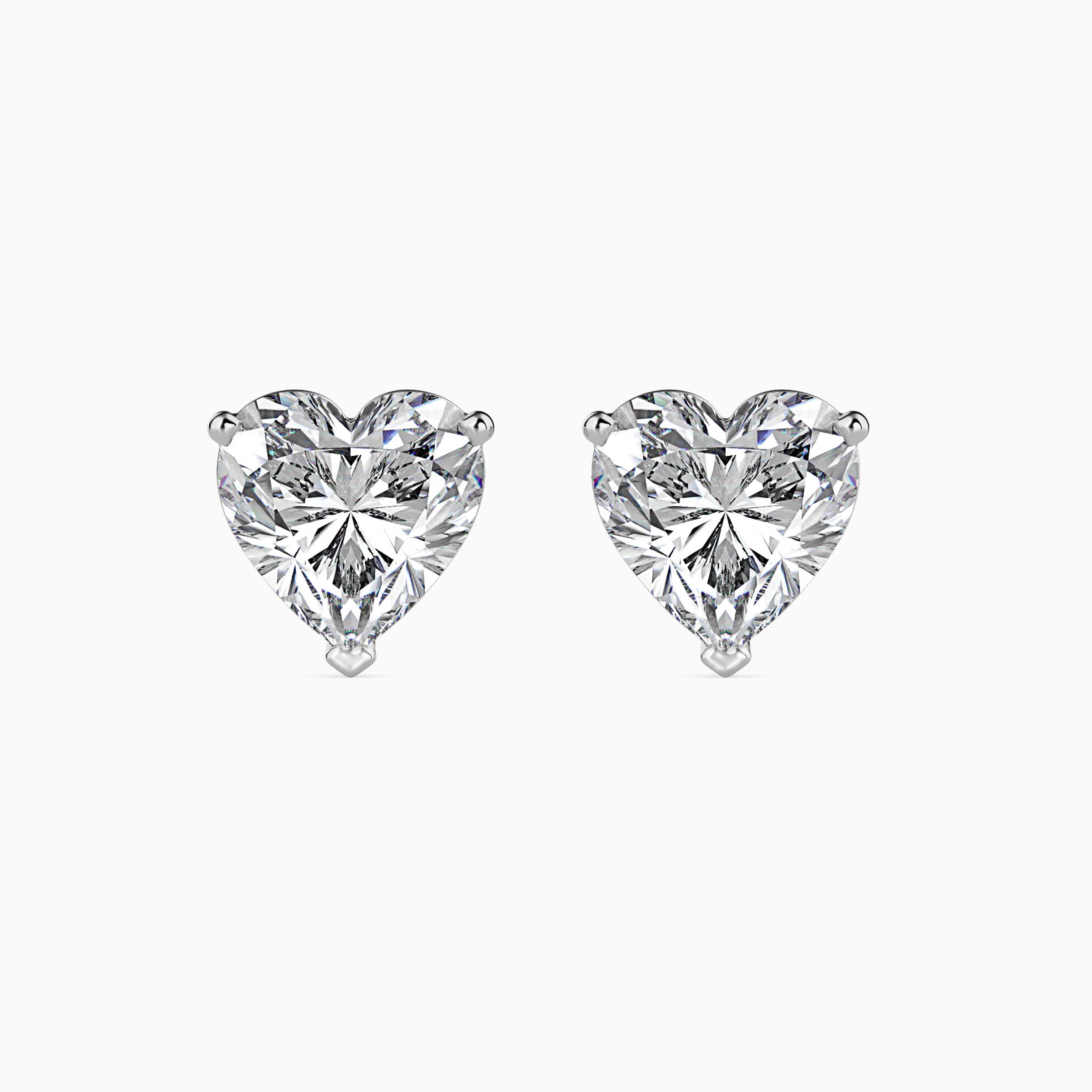 Heart Prong Set Lab-Grown Diamond Gold Stud Earrings