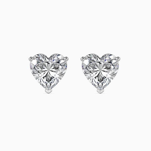 Heart Prong Set Lab-Grown Diamond Gold Stud Earrings