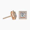 Princess Halo Lab-Grown Diamond Gold Stud Earrings