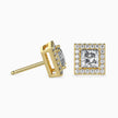Princess Halo Lab-Grown Diamond Gold Stud Earrings