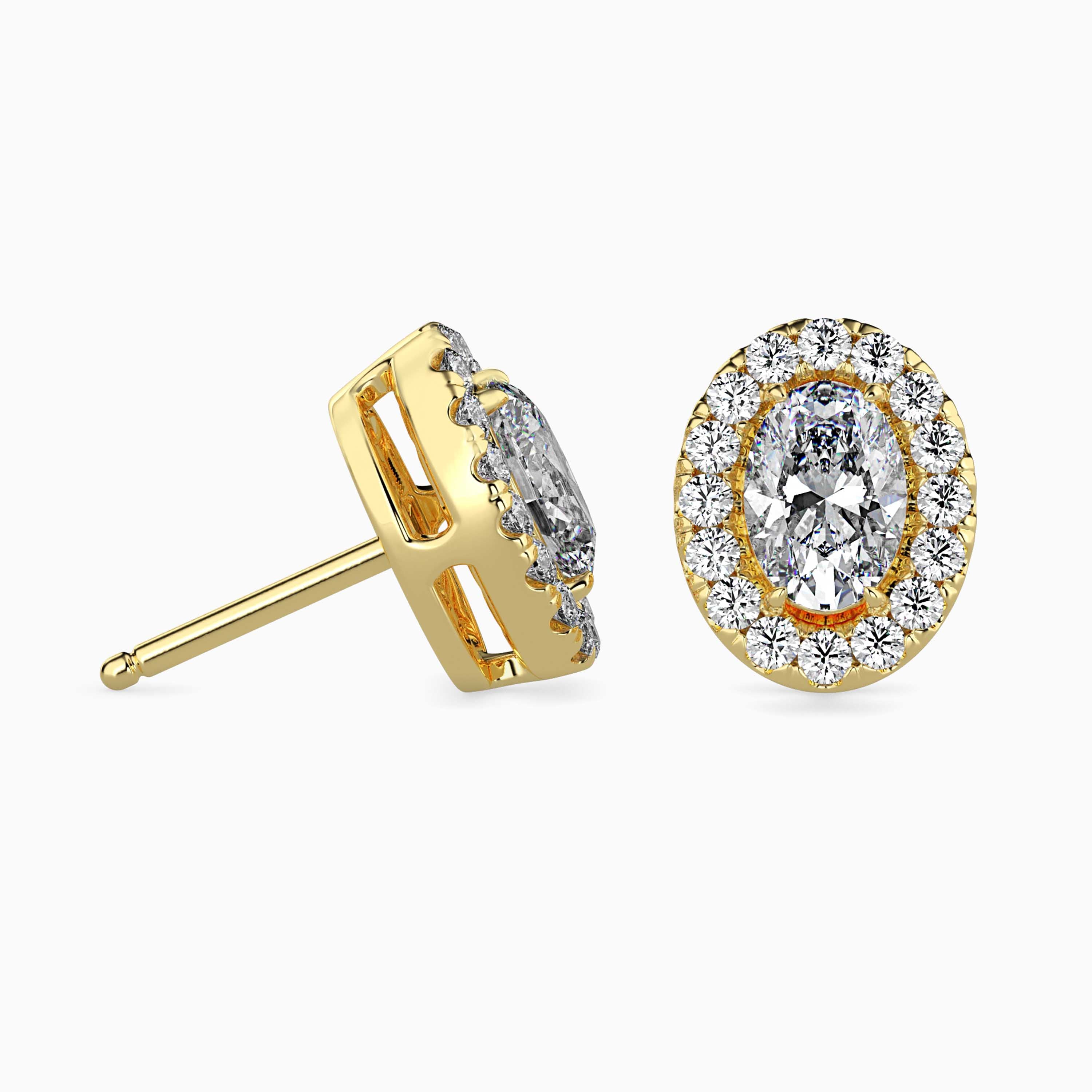 Oval Halo Lab-Grown Diamond Gold Stud Earrings