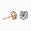 Cushion Prong With Halo Lab-Grown Diamond Gold Stud Earrings