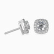 Cushion Prong With Halo Lab-Grown Diamond Gold Stud Earrings