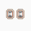Emerald Halo Lab-Grown Diamond Gold Stud Earrings