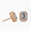 Emerald Halo Lab-Grown Diamond Gold Stud Earrings