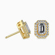 Emerald Halo Lab-Grown Diamond Gold Stud Earrings