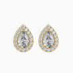 Pear Prong With Halo Lab-Grown Diamond Gold Stud Earrings