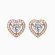 Heart Halo Lab-Grown Diamond Gold Stud Earrings