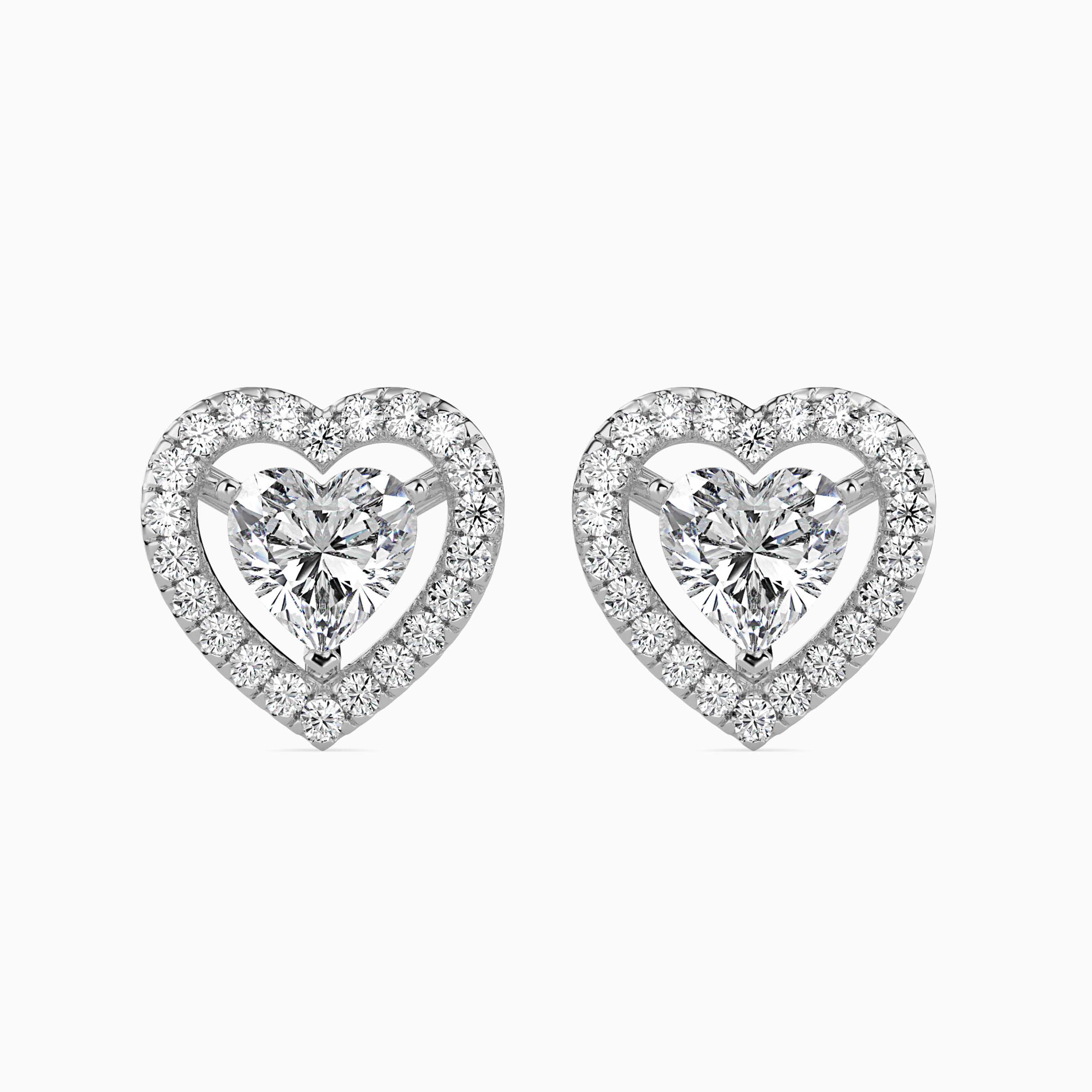 Heart Halo Lab-Grown Diamond Gold Stud Earrings