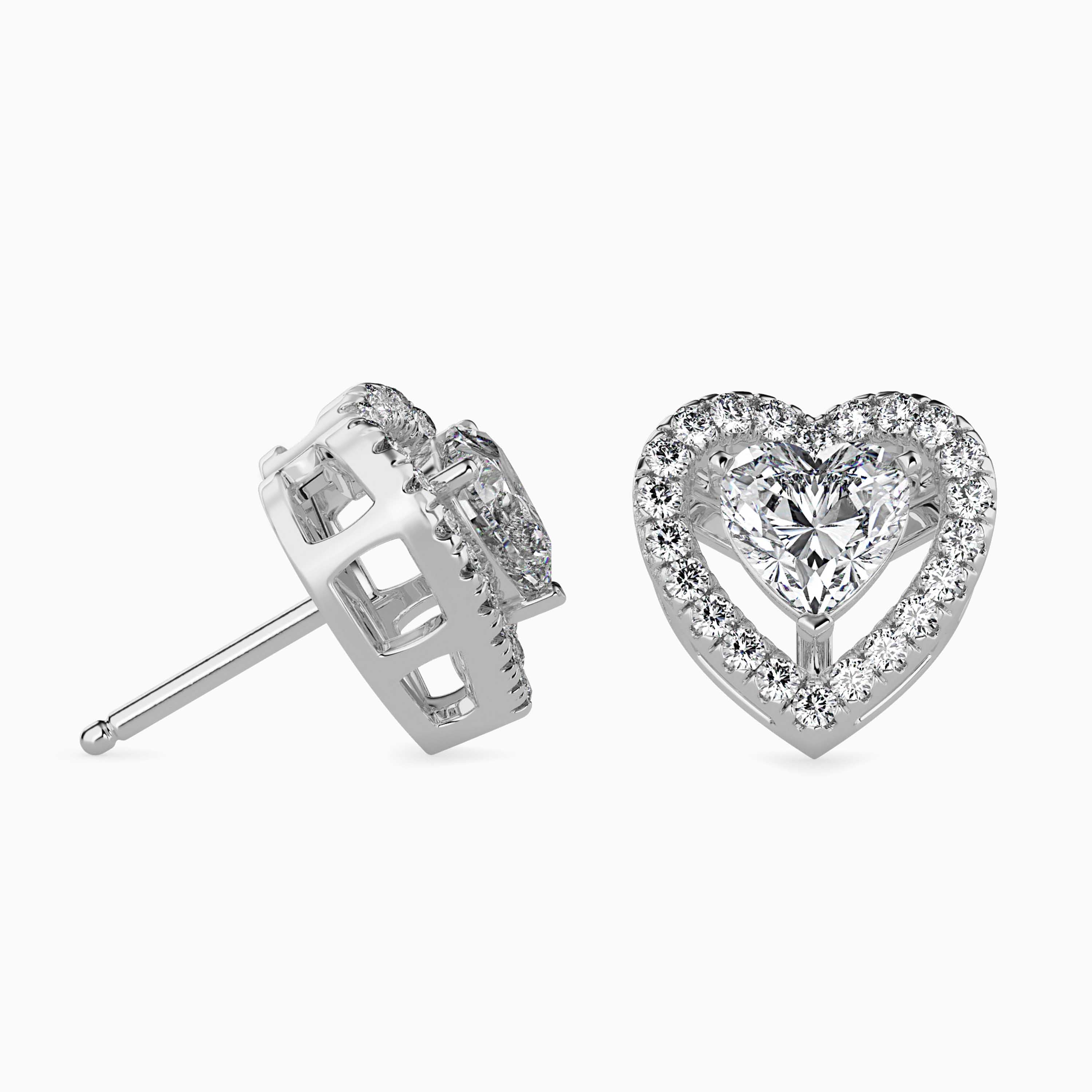 Heart Halo Lab-Grown Diamond Gold Stud Earrings