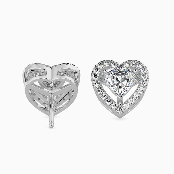 Heart Halo Lab-Grown Diamond Gold Stud Earrings