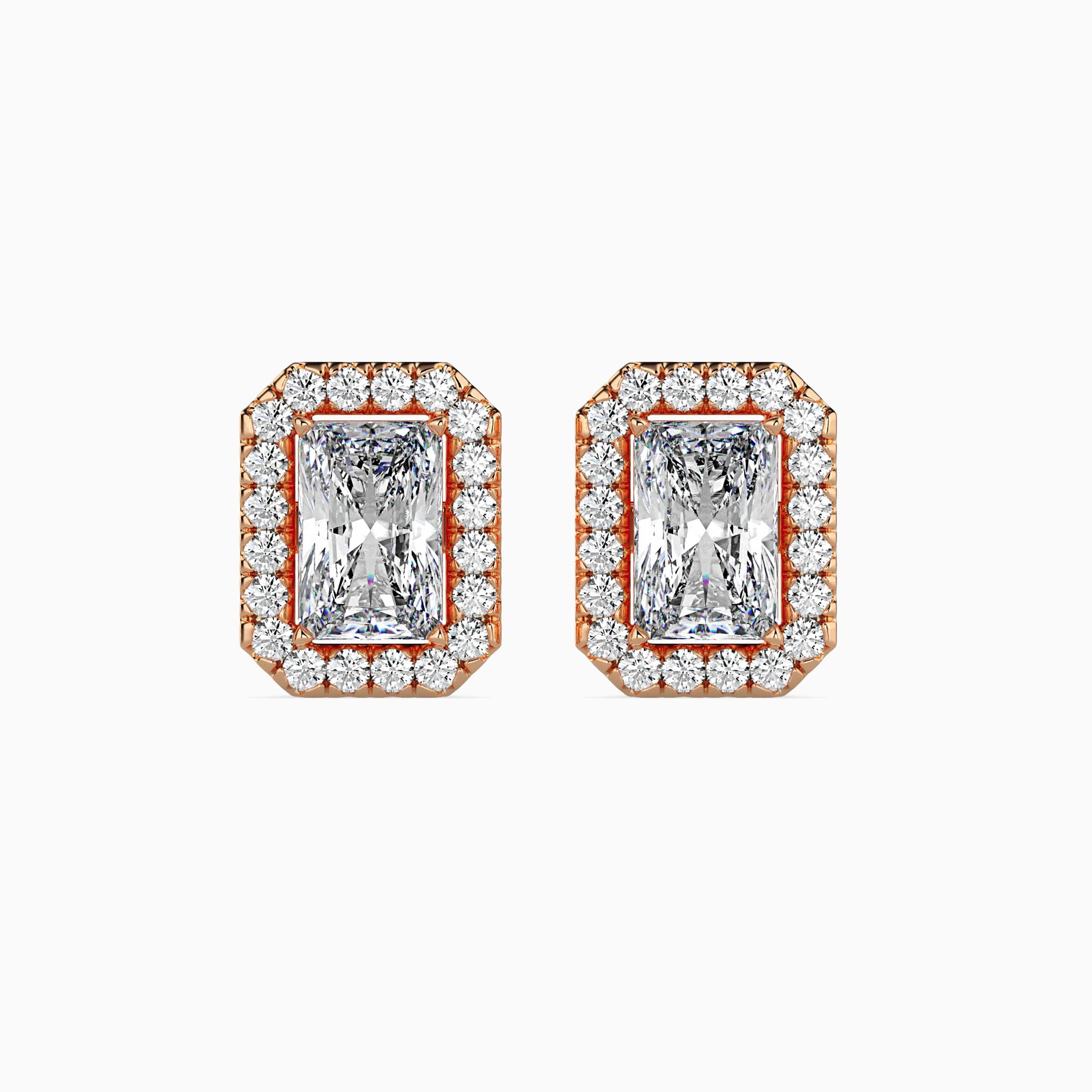 Radiant Halo Lab-Grown Diamond Gold Stud Earrings