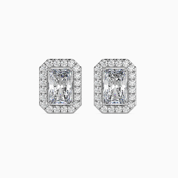 Radiant Halo Lab-Grown Diamond Gold Stud Earrings