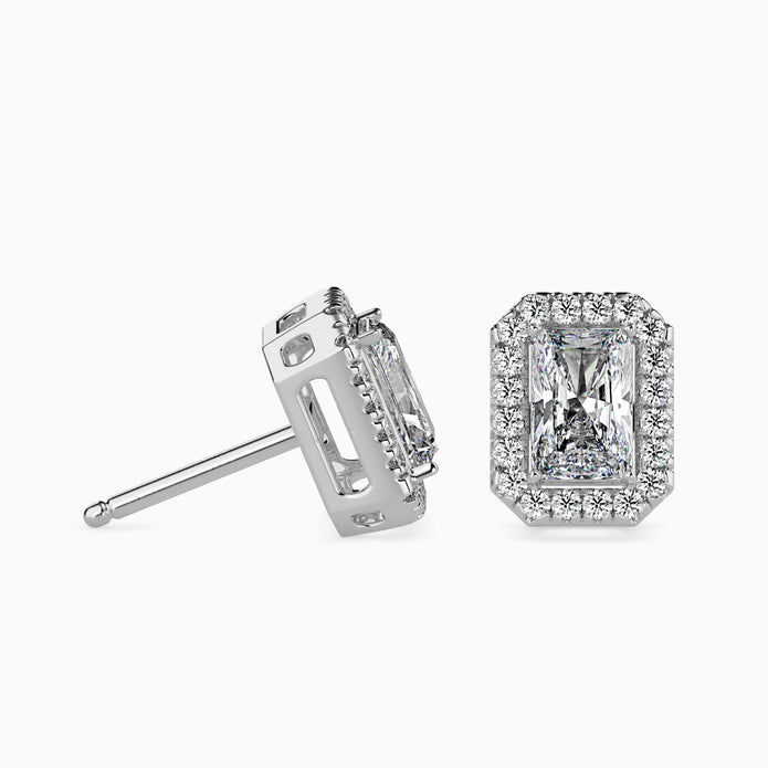 Radiant Halo Lab-Grown Diamond Gold Stud Earrings