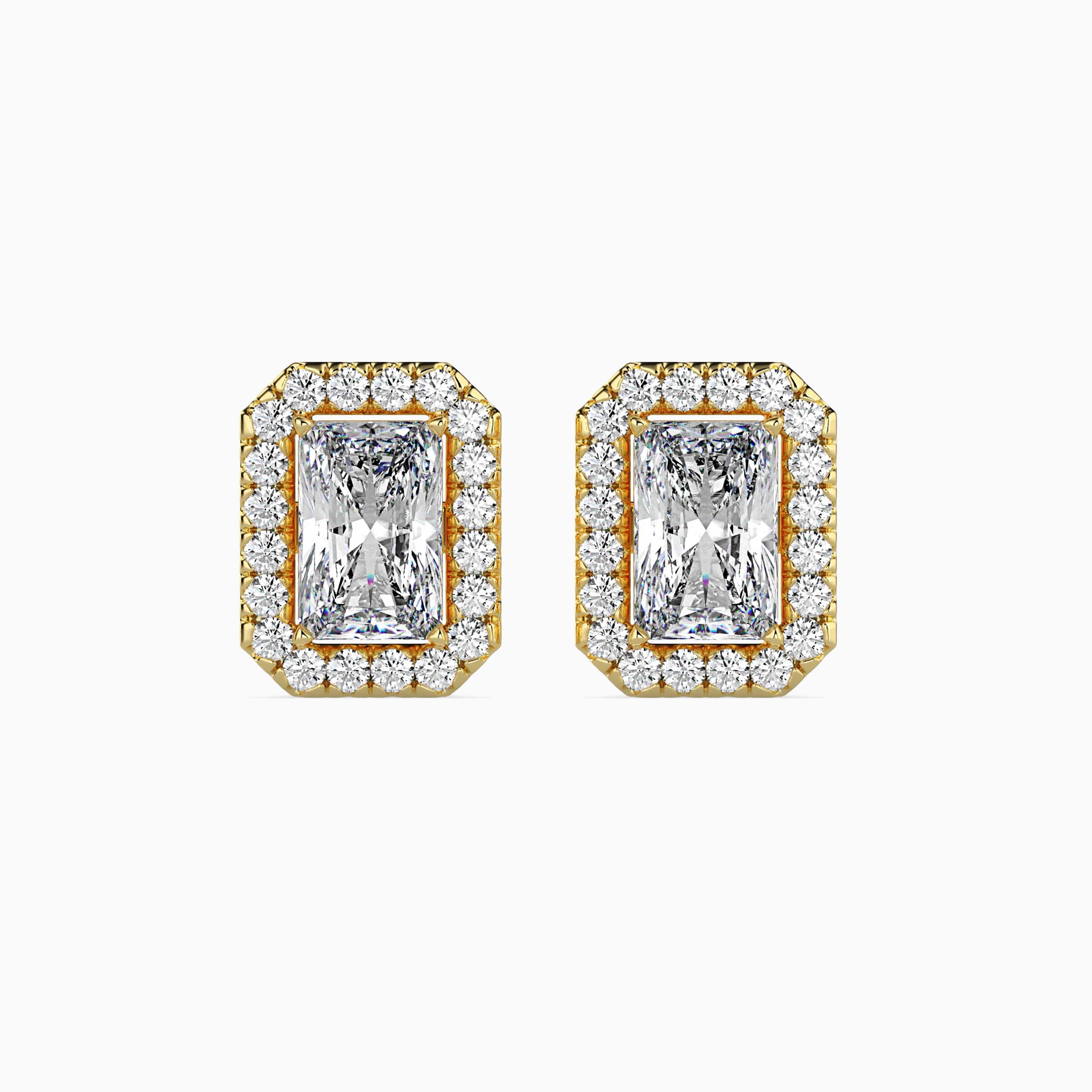 Radiant Halo Lab-Grown Diamond Gold Stud Earrings