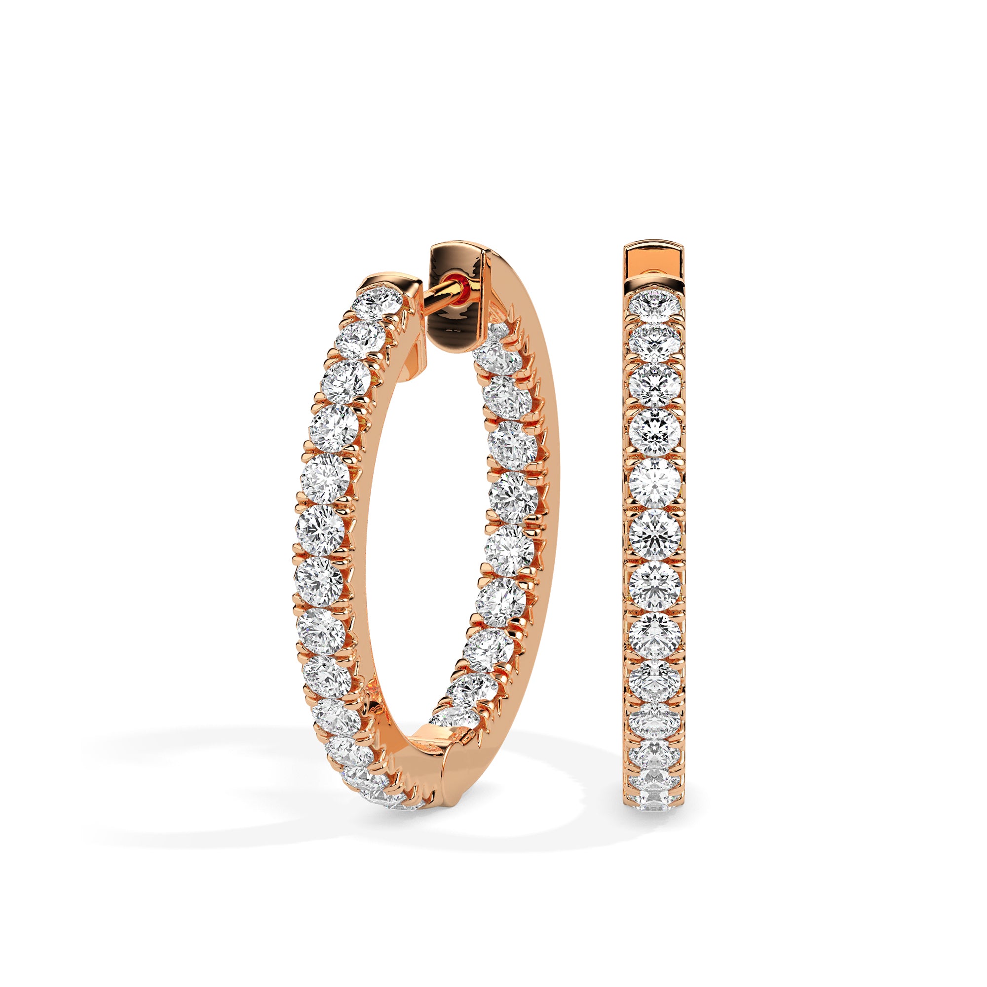 0.49Ct Round Prong Set Lab-Grown Diamond Gold Hoop Earrings