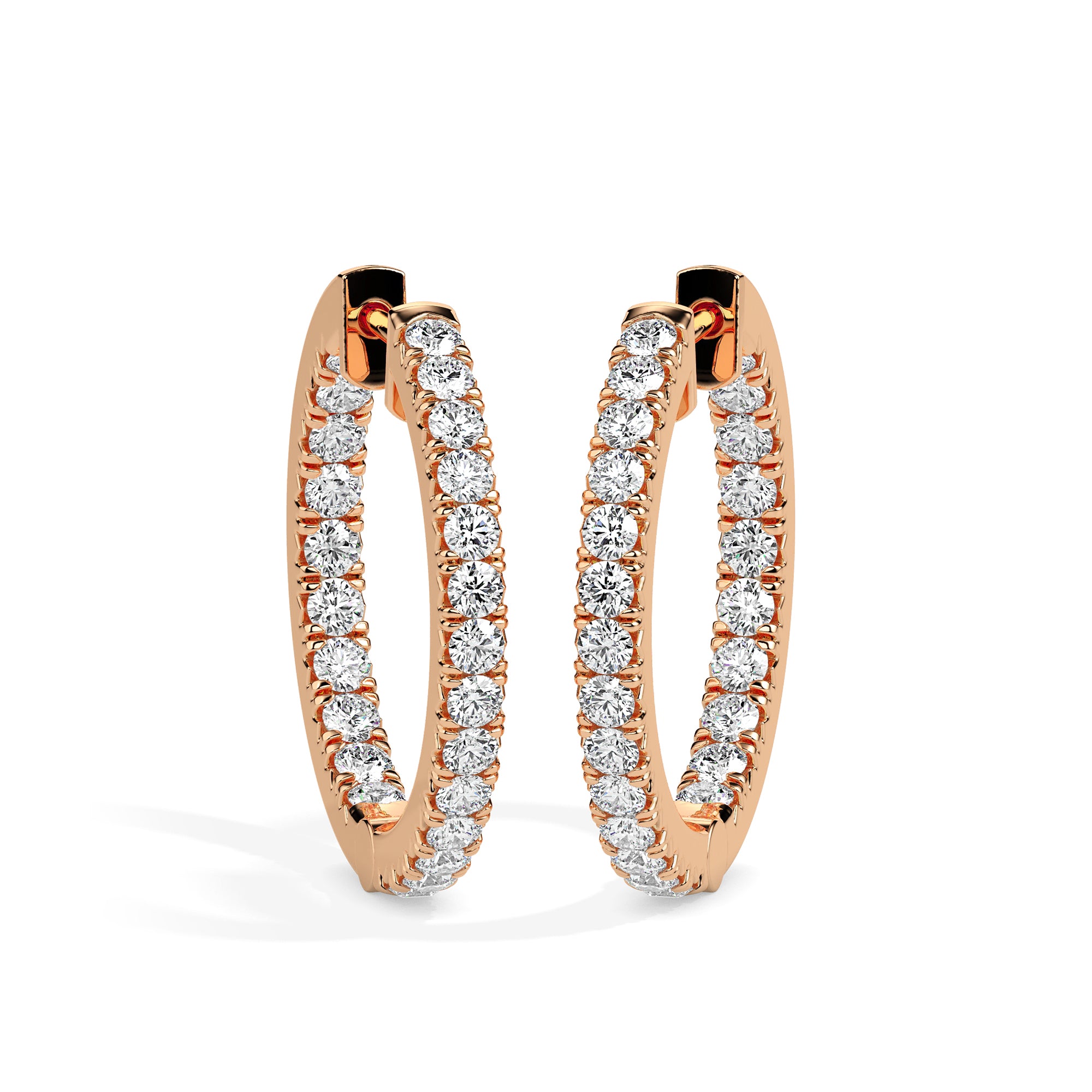 0.49Ct Round Prong Set Lab-Grown Diamond Gold Hoop Earrings