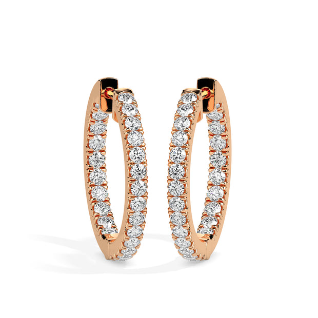 0.49Ct Round Prong Set Lab-Grown Diamond Gold Hoop Earrings