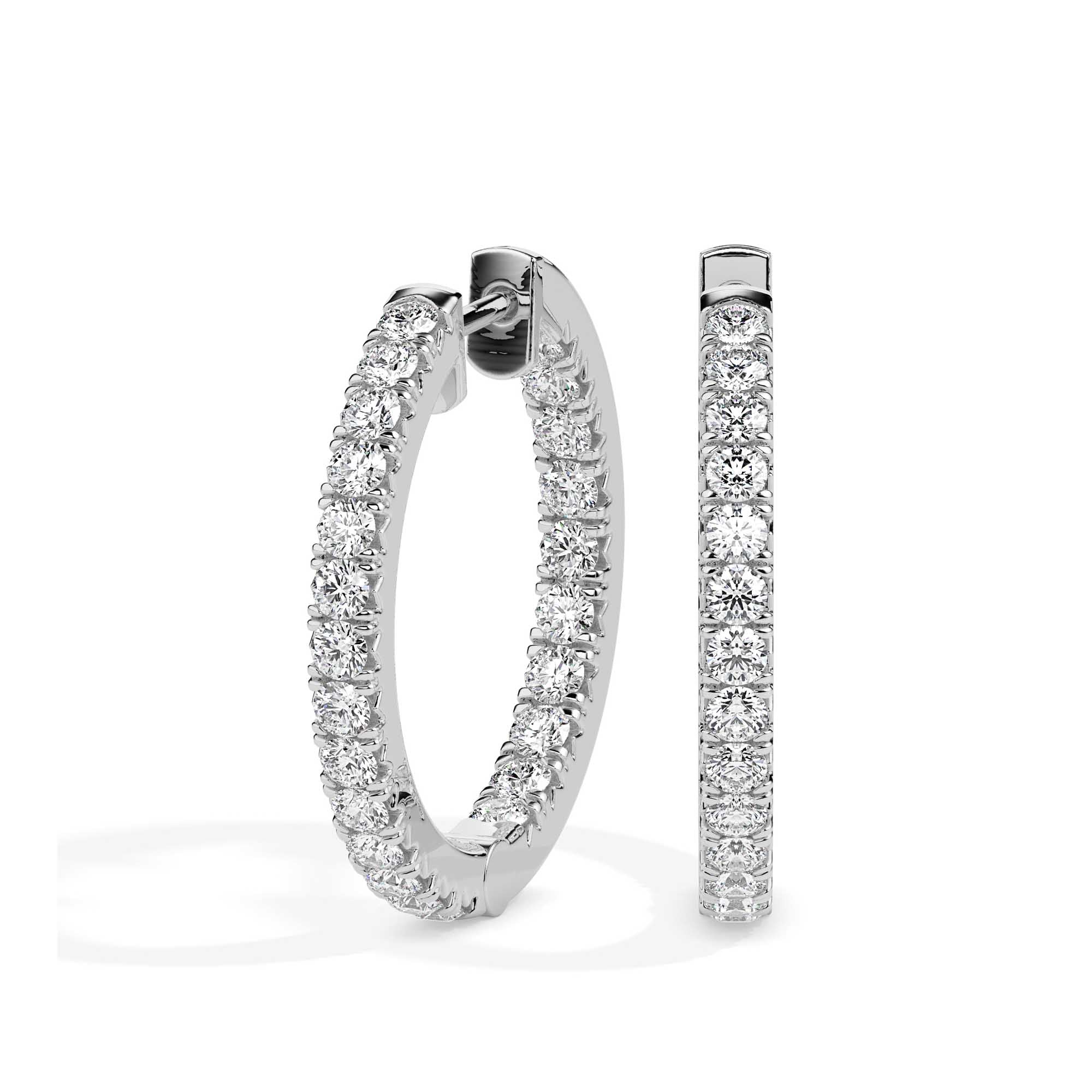 0.49Ct Round Prong Set Lab-Grown Diamond Gold Hoop Earrings