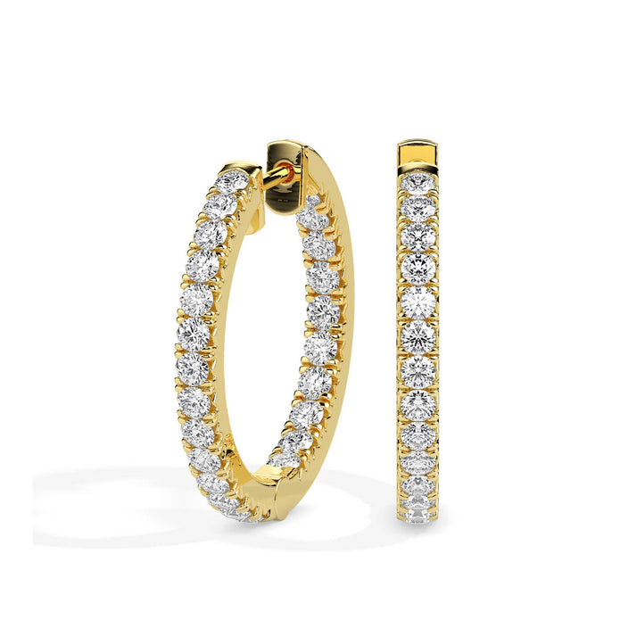 0.49Ct Round Prong Set Lab-Grown Diamond Gold Hoop Earrings