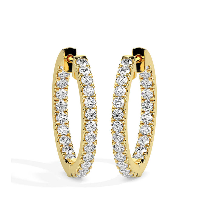 0.49Ct Round Prong Set Lab-Grown Diamond Gold Hoop Earrings
