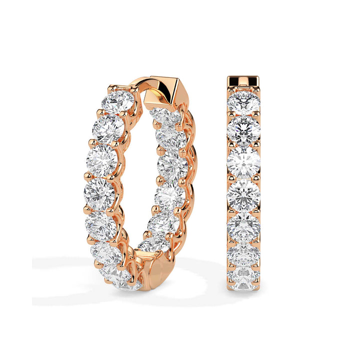 0.97Ct Round Prong Set Lab-Grown Diamond Gold Hoop Earrings