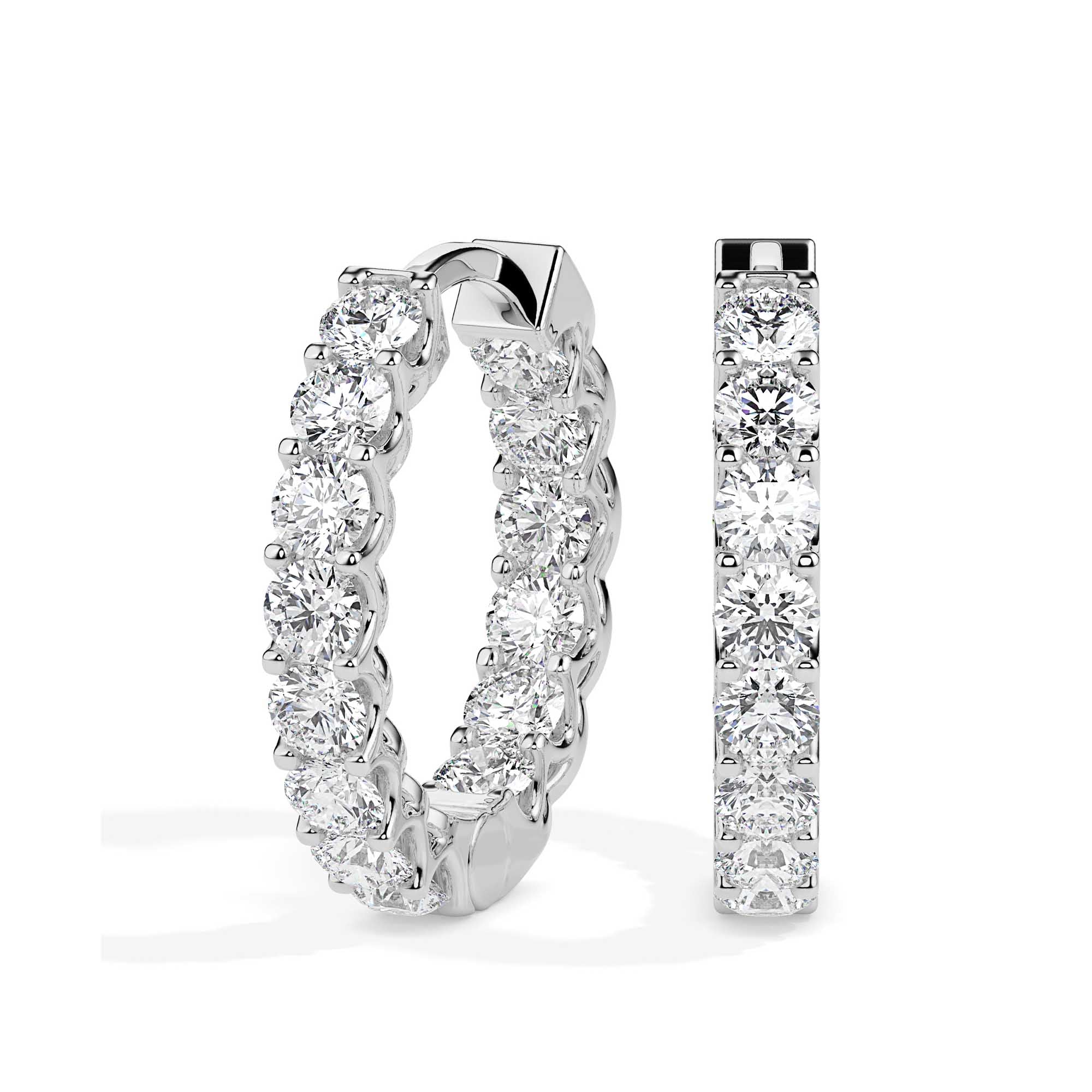 0.97Ct Round Prong Set Lab-Grown Diamond Gold Hoop Earrings