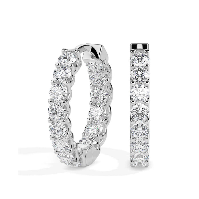 0.97Ct Round Prong Set Lab-Grown Diamond Gold Hoop Earrings